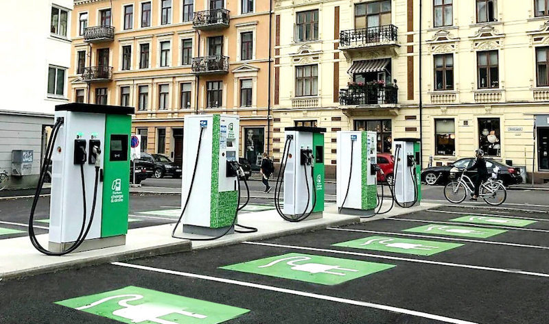 An EV charging station in Oslo