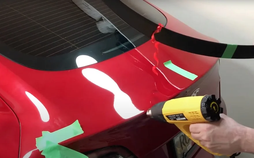 Model 3 spoiler installation - Heating up paintwork